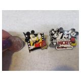 Lot (2) 75yr Disney MICKEY Pins Collectors
