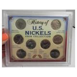US Nickels Coin History Collection in Display