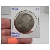 1823 Half Dollar Coin Sleeve AS IS Worn