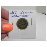 1867 5cent Nickel Coin sleeved