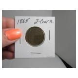1867 2cent Piece Coin Sleeved