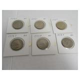 Lot (6) Susan B Anthony Dollar Coins Sleeved