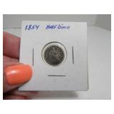 1854 Half Dime Small Silver Coin sleeved