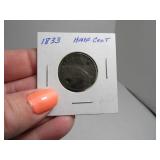 1833 Half Cent Antique Coin sleeved