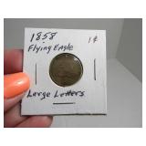 1858 Flying Eagle Penny LargeLetter Coin sleeved