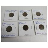 Lot (6) 1903-1908 Indian Head Pennies sleeved
