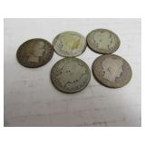 Lot (5) BarberHead Silver Quarters Late1800s/1900