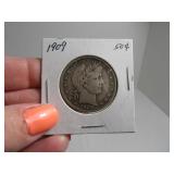 1909 BarberHeaded Silver Half Dollar Coin sleeved
