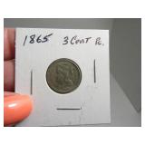 1865 3cent Piece Coin sleeved
