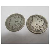 1884 & 1991 Worn Legible Morgan Silver Dollars