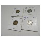 Lot (4) Nice Silver Mercury Dimes sleeved