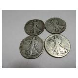 Lot (4) Silver Walking Liberty Half Dollars