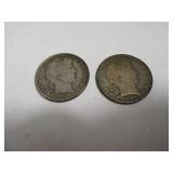 1899&1908 Barber Half Dollar Silver Coins