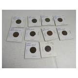 Lot (10) Early 1900s Indian Head Pennies sleeved