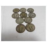 Lot (10) Silver StandingLiberty Quarters