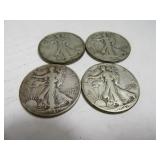 Lot (4) Walking LIberty Silver Half Dollar Coins