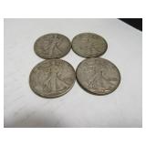 Lot (4) Silver Walking Liberty Half Dollar Coins