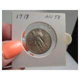 1918 Silver AU Full Head Quarter sleeved