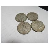 Lot (4) Walking Liberty Silver Half Dollar Coins