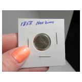 1858 Half Dime Coin in sleeve