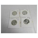 Lot (4) Gem+BU 1955 Silver Quarters sleeved