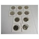 Lot (10) AUish 2001 Half Dollar Coins sleeved