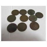 Lot (10) late1800s Indian Head Pennies