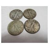 Lot (4) Silver WalkingLiberty Half Dollar Coins