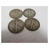 Lot (4) Silver Walking Liberty Half Dollar Coins