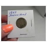 1863 Indian Head Penny sleeved Legible