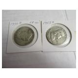 1950/1953 Franklin Silver Half Dollars sleeved