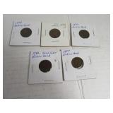Lot (5) Indian Head Pennies sleeved