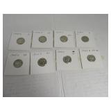 Lot (8) 1940s Silver Mercury Head Dimes sleeved