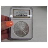 2008 GEM UNCirulated $1 Silver Eagle Coin