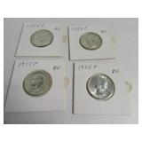 Lot (4) BUuncirculated Silver Quarters sleeved