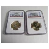Lot (2) Graded Presidential $1 Coins Cased