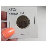 1870 5cent Shield Nickel sleeved