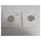 1940/1941 BU Mercury Head Silver Dimes