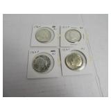 Lot (4) UNCirculated 1964 Silver Half Dollar Coins