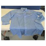 Vtg 70s WesternWear Blue ButtonUp Cowboy Shirt