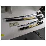 Pair Beautiful Oriental Inlaid Modern Swords Decor