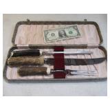 Antique Horn Handled SHEFFIELD 3pc Knife Set Carvg