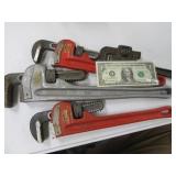 Lot (4) Nice Pipe Wrenches Hand Tools