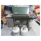 WEBER Green BBQ Grill Nice w/ THREE Bottles Includ