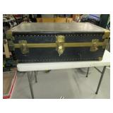 Vintage 39" Footlocker Trunk NICE w/ Beautiful Ins