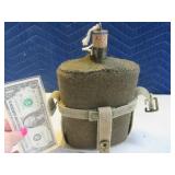 Unique Vtg Military Metal Canteen w/ Holder UNIQUE