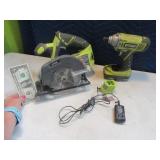 RYOBI 18v Cordless Saw & Drill w/ 2 Bat & Charger