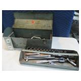 FULL 23" Metal Tool Box Vtg Socket Sets & Wrenches
