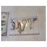 Lot (5) Rapala like Fishing Lures w/ Mini Storagex