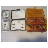 Lot (2) Mini Boxes w/ Fishing Flies Streamers